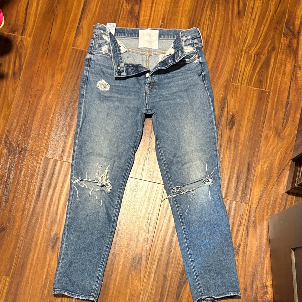 MOTHER Blue Distressed Boyfriend Jeans